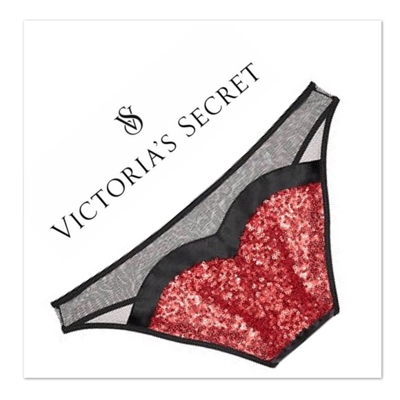 Victoria's Secret Other - { Victoria’s Secret } Satin Sequin Red HEART Panty